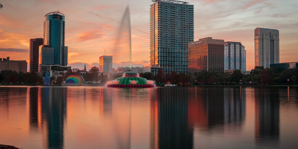 city view over the lake