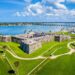 An aerial view of Castillo de San Marcos on a sunny day, Florida